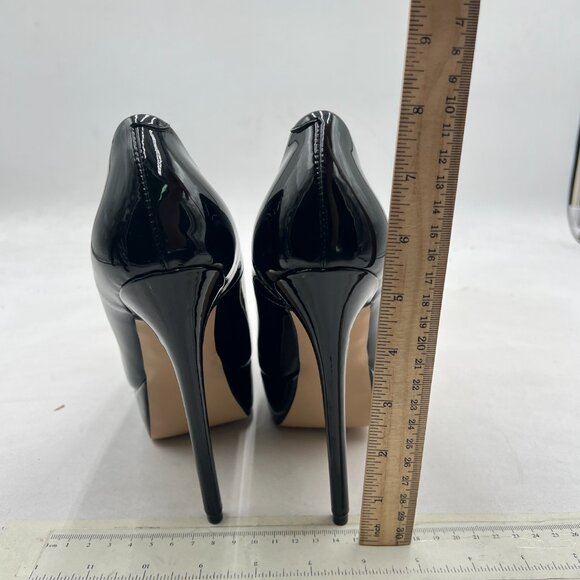 Wo Wagas Black Platform High Heels Pointy Toe Slip On Pump Business Prom Daily - Picture 5 of 8